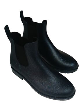 Asgard Womens Chelsea Ankle Rain Boot Sparkle Starry Blue-Size 37/7